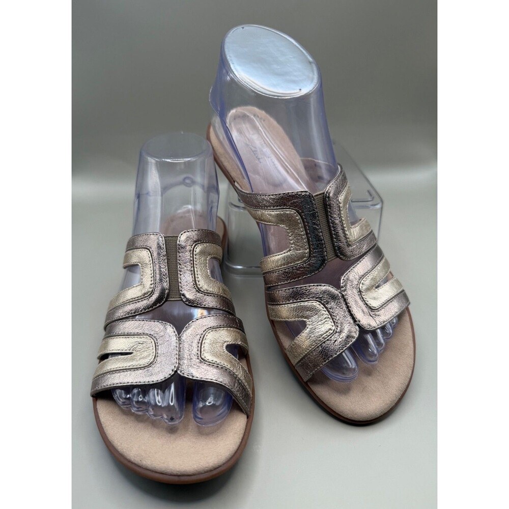 Clarks Womens Size Metallic Multi Leather Slip On Comfort Sandals 7.5M